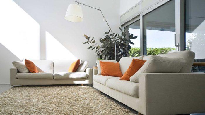 Interior of modern brick house